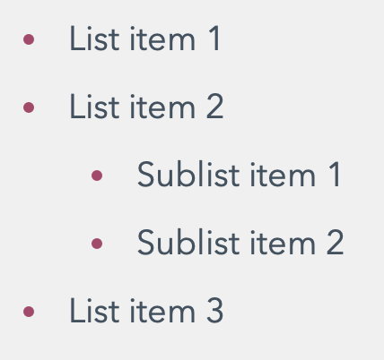 Unordered list in Markdown