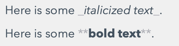 Bold and italic text in Markdown